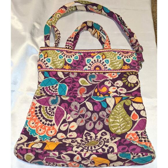 Vera Bradley "Plum Crazy" Convertible Crossbody Tote Purse Shoulder Bag RARE GUC - Picture 5 of 13